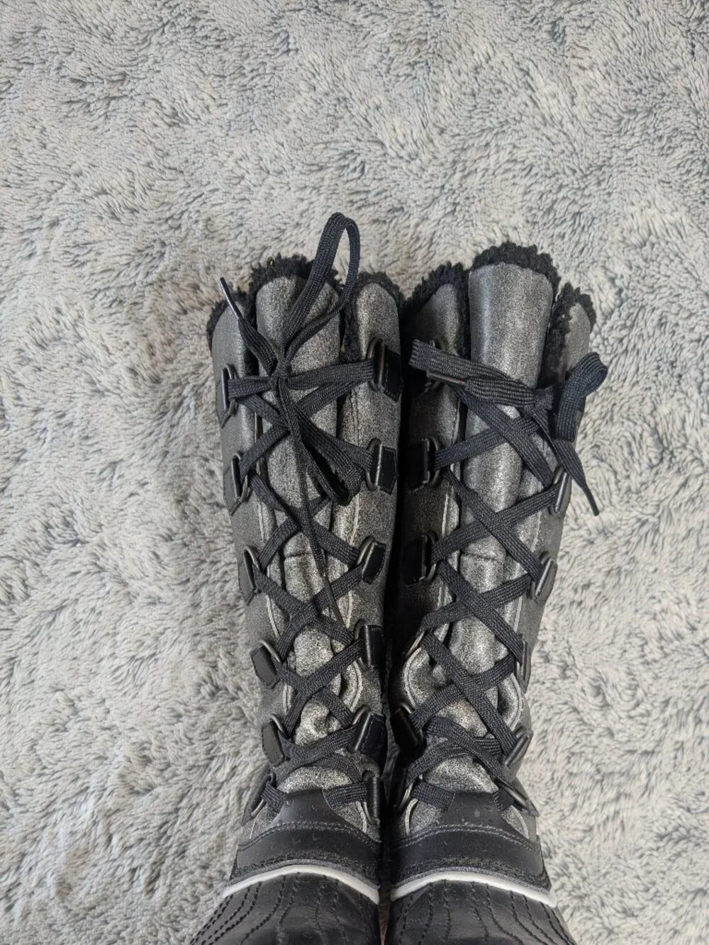 Sorel Gray Tall Tivoli Boots Warm Winter Waterproof Size 7